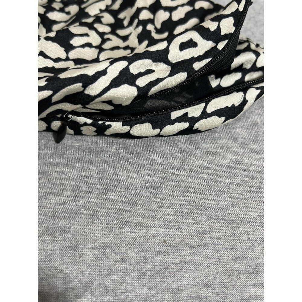 Princess Polly Skirt Womens 8 Black White Kyoto Mini Animal Print Satin Zip New - Picture 7 of 10